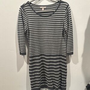 Banana Republic Gray and White Sweater Dress